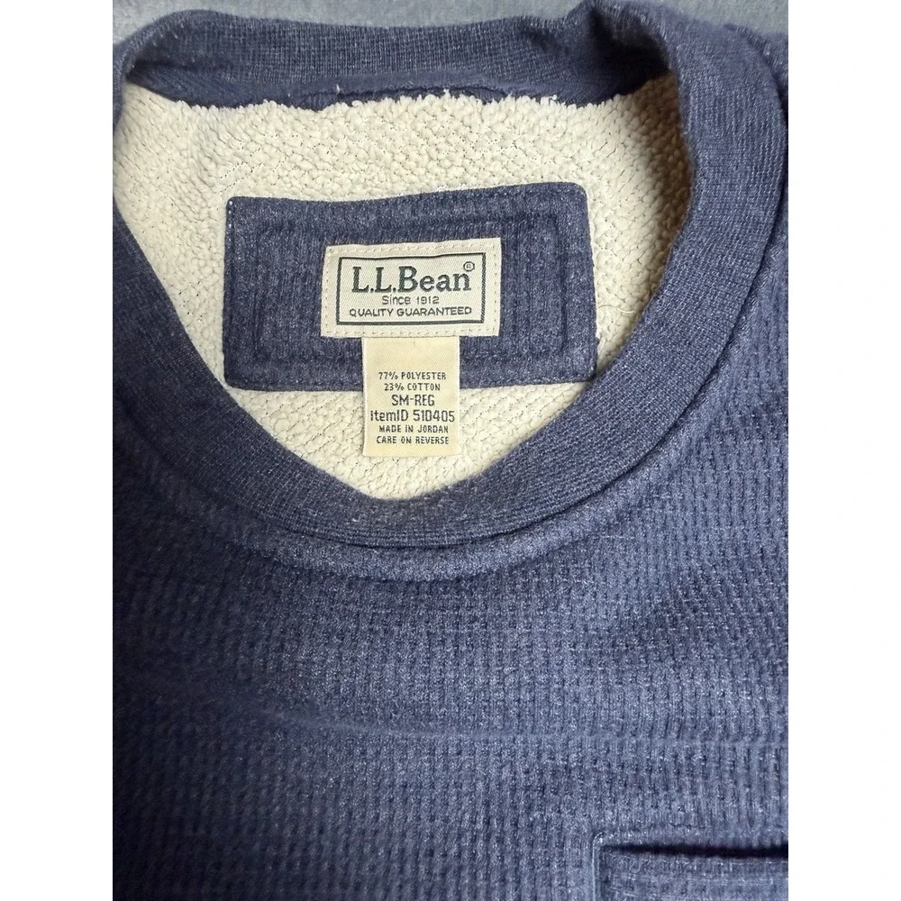 LL Bean Katahdin Iron Works Crewneck Mens Small Sherpa Lined Waffle Sweatshirt